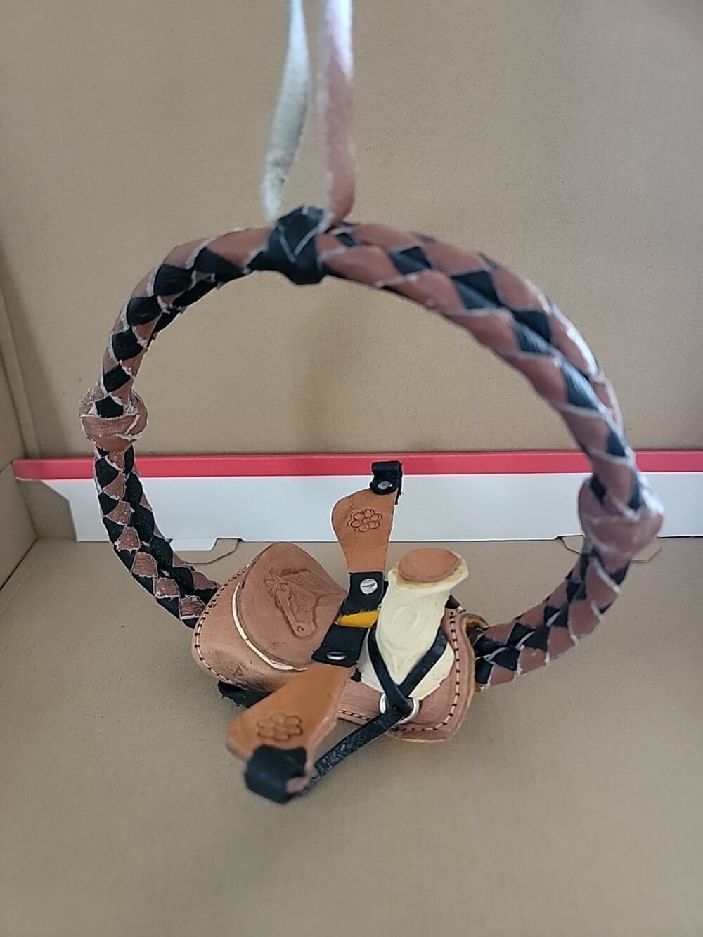 Handmade Miniature Tooled Leather Western Cowboy Saddle Hanging Decoration